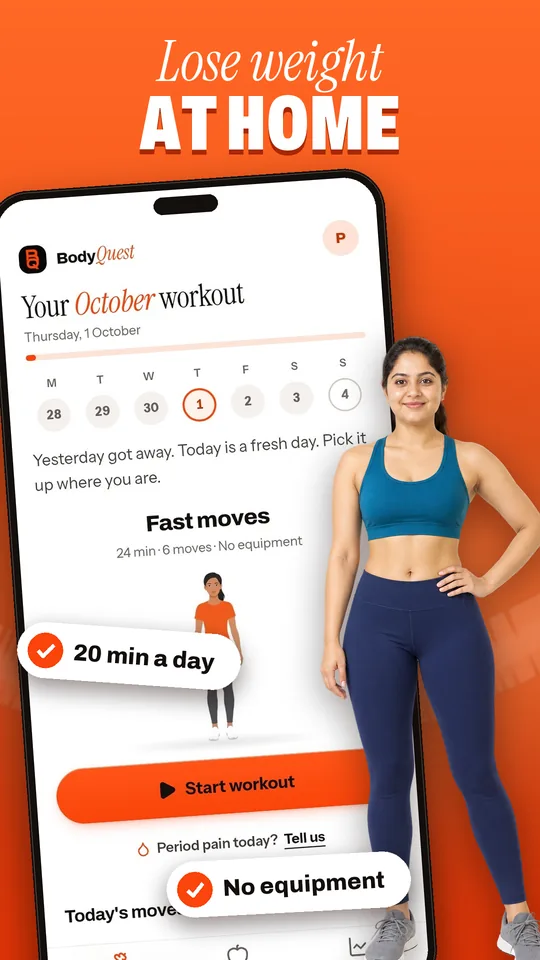 Lose weight at home: 20 minutes a day, no equipment