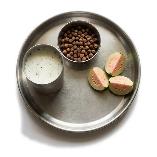 Chaas with roasted chana and a guava