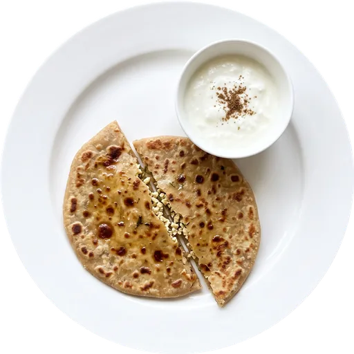 Paneer paratha with curd