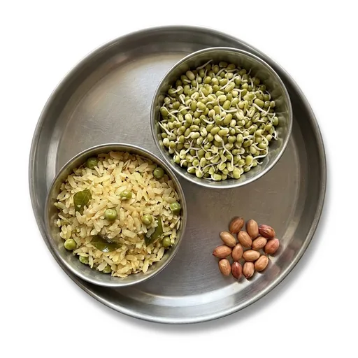 Sprouts poha with peanuts