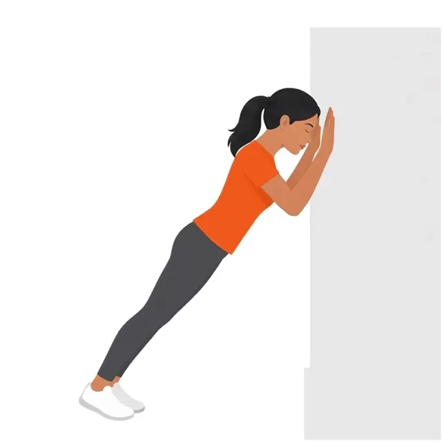 Illustration of a woman doing a wall push-up